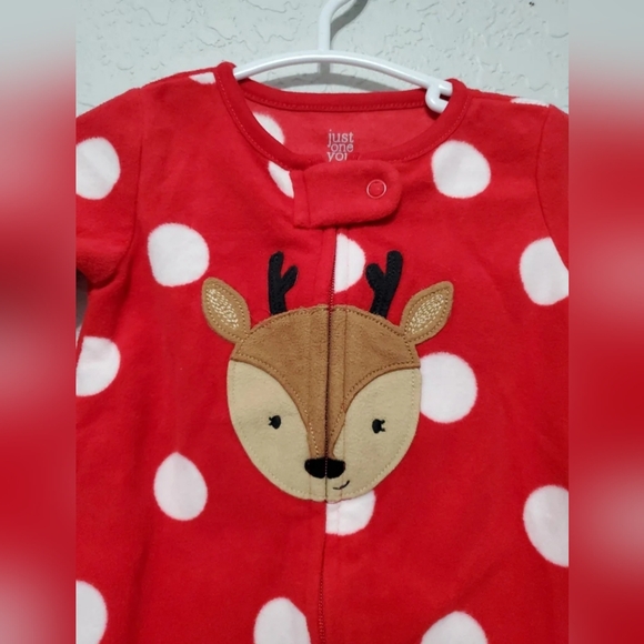 Just One You By Carter's Plush Baby Reindeer Footed Pjs Size 6 Months - Picture 4 of 11